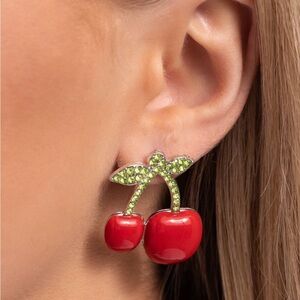 New Cherry Red and Green Earrings